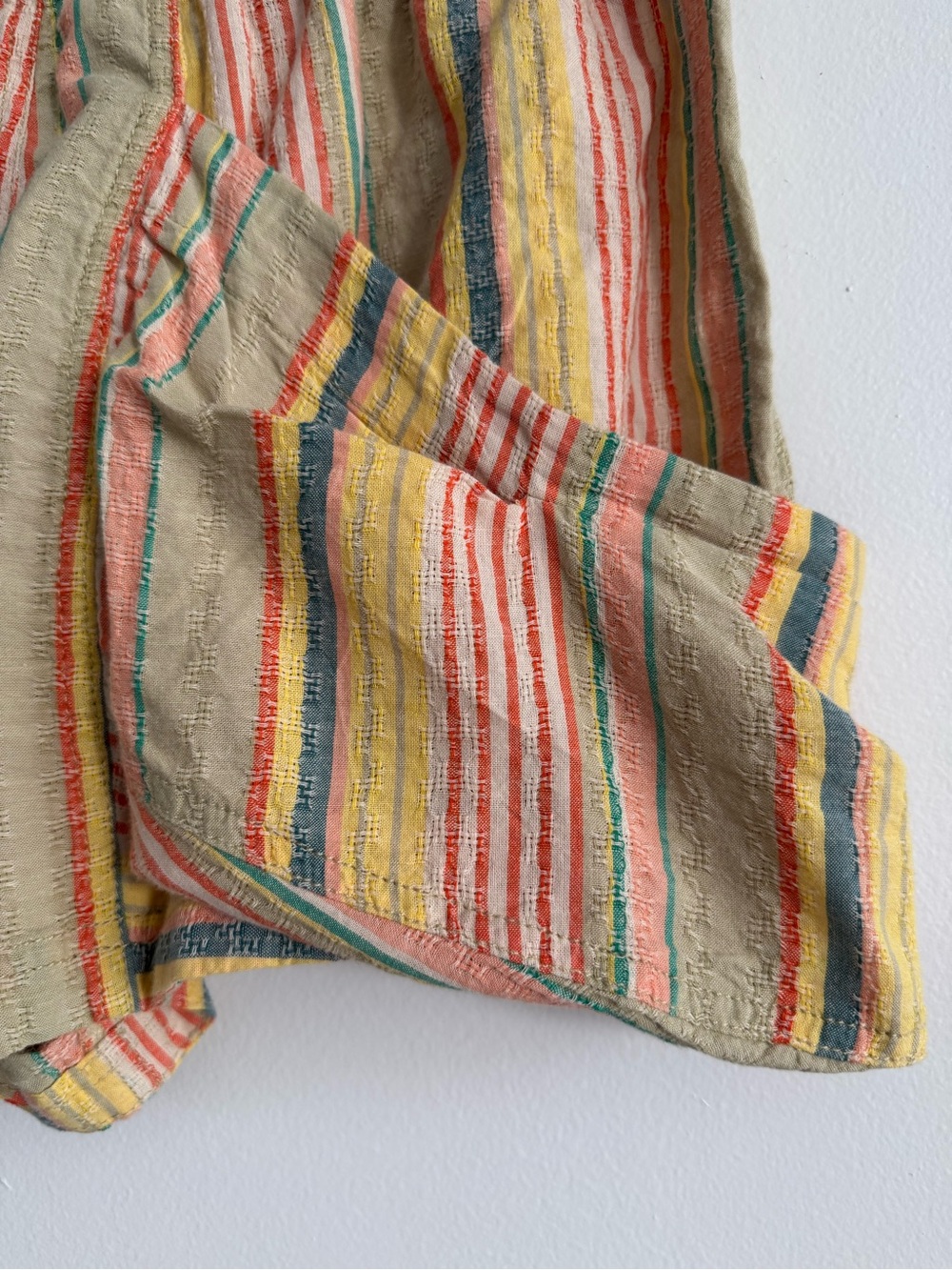 Free People Striped Terry High Waist Shorts - Coral, Yellow, Green, Blue - Picture 9 of 9